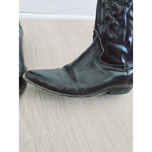 Seychelles Black Leather Western Rodeo Cowboy Cowgirl Mid Calf Boots Shoes 7.5 - Picture 8 of 14